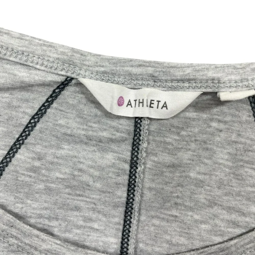 Athleta‎ Light Grey Medium Cotton Blend Long Sleeve Thin Scoop Neck Jersey